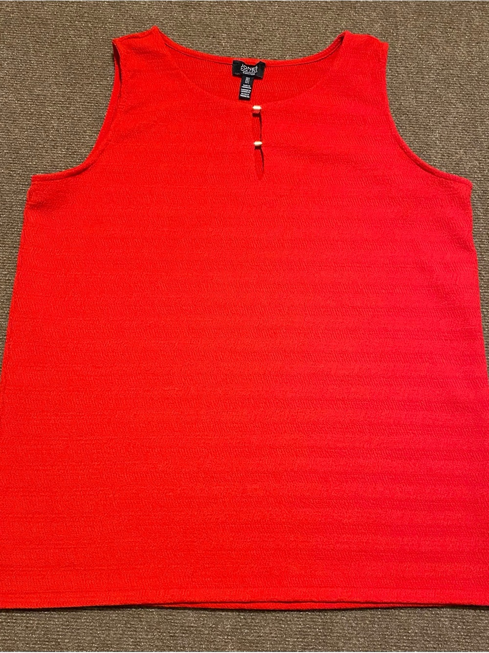 Jones New York Bright Red Sleeveless Knit Tank with Bead Accent
